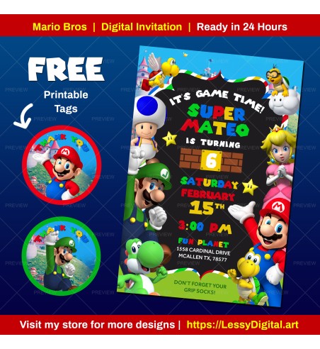 Mario bros invitation cumpleaños de mario bros invitacion digital imprimible