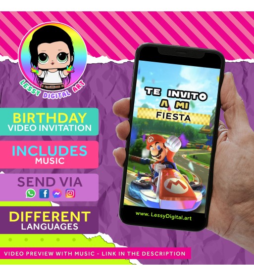 mario kart video invitation birthday video invitacion mario bros cumpleaños