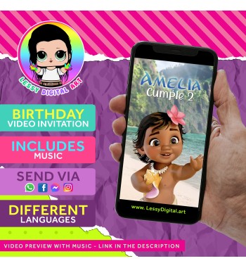 Video invitación de bebe moana cumpleaños baby moana video invitation