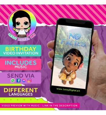 Video invitación de bebe moana cumpleaños baby moana video invitation