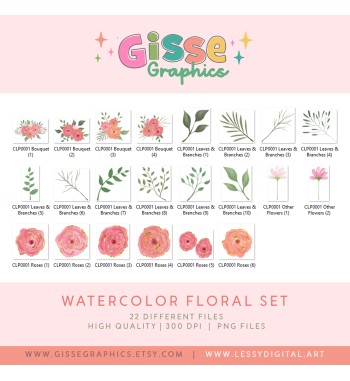watercolor floral set watercolor roses png clipart weeding invitation