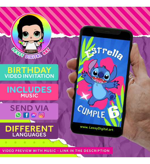video invitacion de stitch y angel invitation