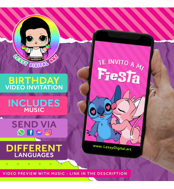 video invitacion de stitch y angel invitation