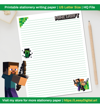 minecraft stationery hojas decoradas steve printable