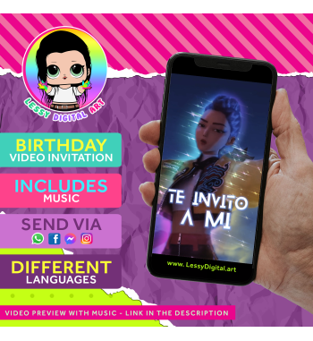 video invitacion kpop demon hunters cazadoras de demonios fiesta