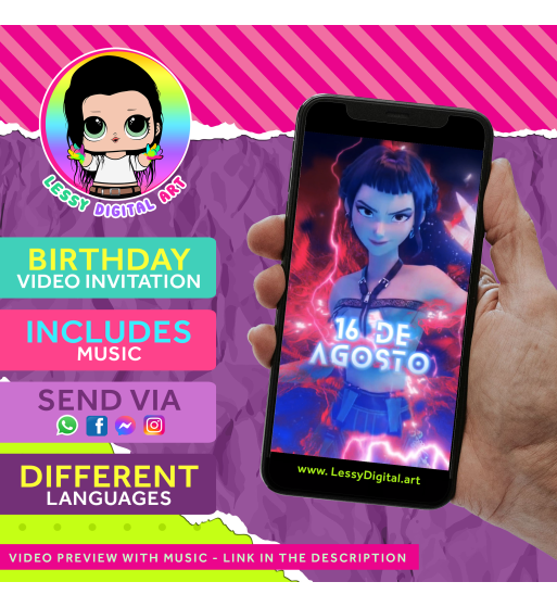 video invitacion kpop demon hunters cazadoras de demonios fiesta