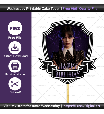 FREE Wednesday Cake Topper...