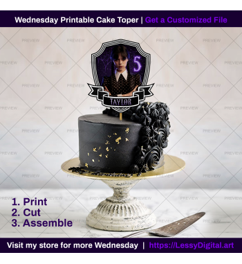 Wednesday cake topper customized file