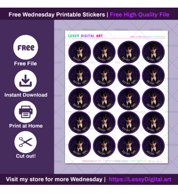 free merlina stickers wednesday