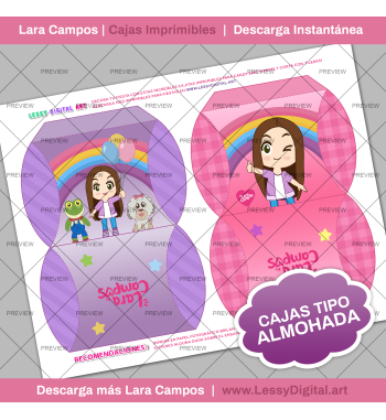 Caja imprimible lara campos tipo almohada