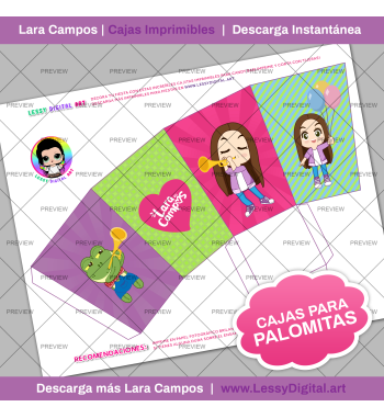 Caja imprimible lara campos para palomitas palomera
