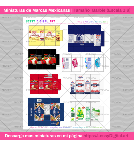 Miniaturas imprimibles para casa de muñecas barbie