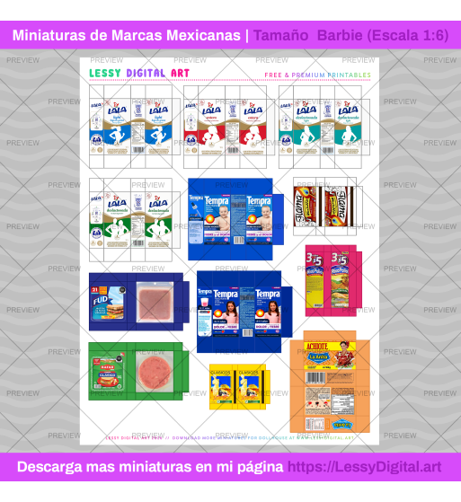 Miniaturas imprimibles para casa de muñecas barbie