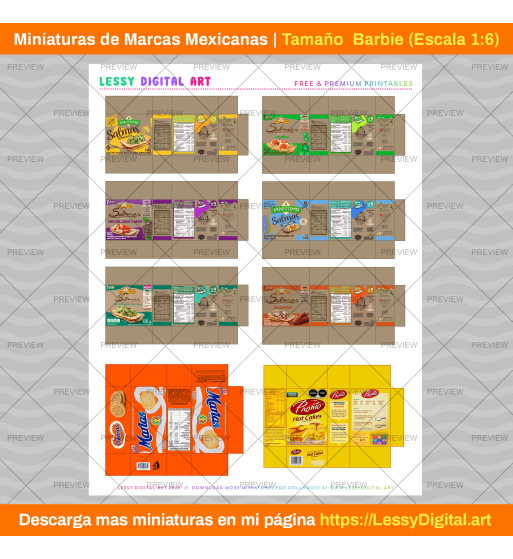 Miniaturas imprimibles para casa de muñecas barbie