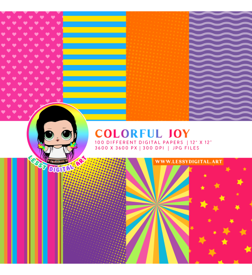 100 digital papers pink cute orange rainbow papeles digitales