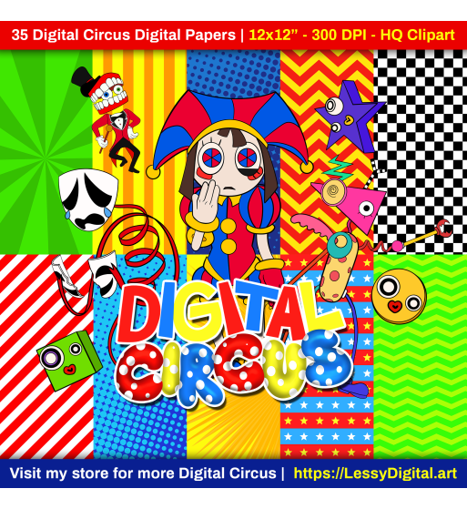 png digital circus clipart digital papers pomni
