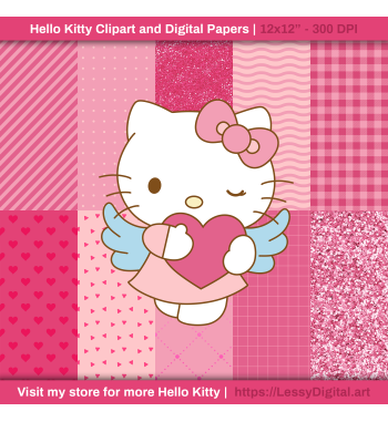png hello kitty valentines day clipart digital papers