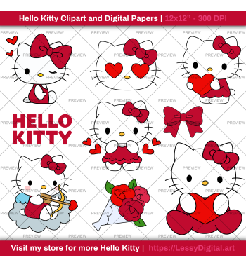 png hello kitty valentines day clipart