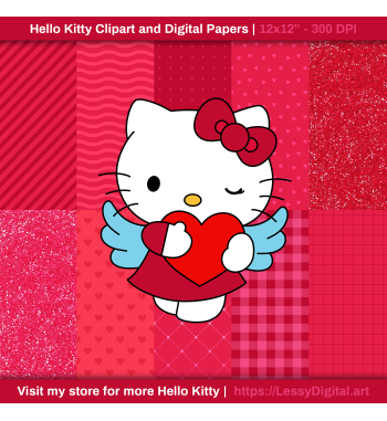 png hello kitty valentines day clipart digital papers