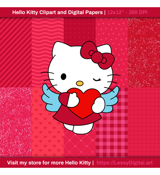 png hello kitty valentines day clipart digital papers