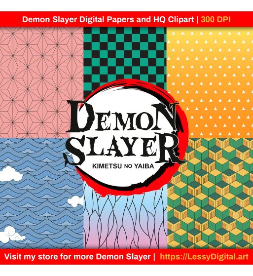 demon slayer clipart kimetsu no yaiba digital papers fondos