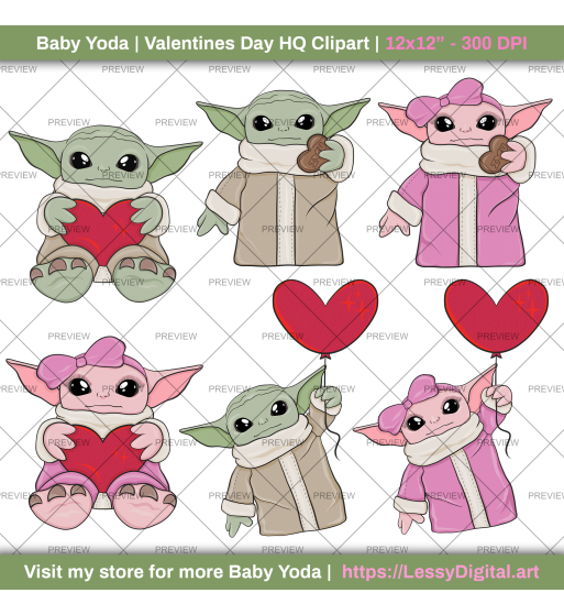 png baby yoda clipart valentines day