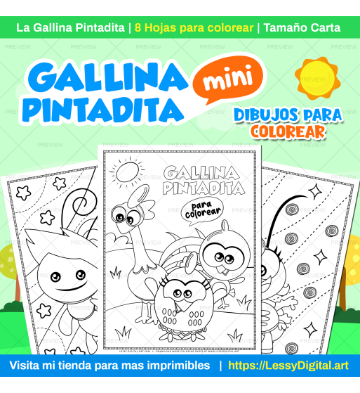 dibujos para colorear la gallina pintadita mini imprimibles