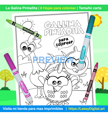 dibujos para colorear la gallina pintadita mini imprimibles