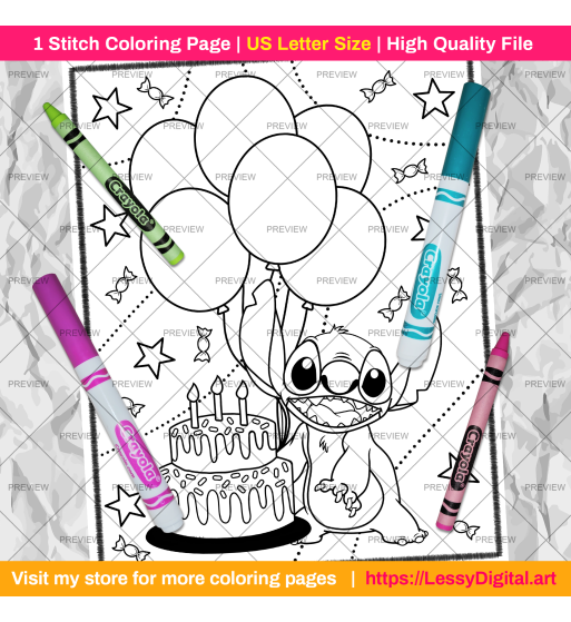 stitch coloring page para colorear imprimible