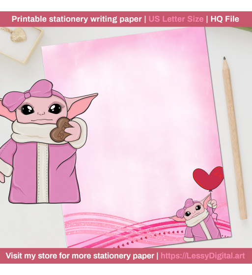 printable baby yoda stationery hojas decoradas