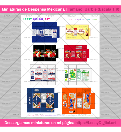 Miniaturas imprimibles para casa de muñecas barbie