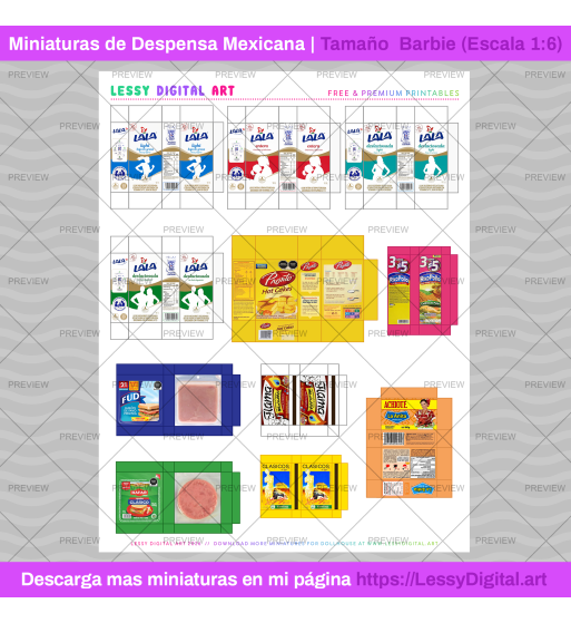 Miniaturas imprimibles para casa de muñecas barbie