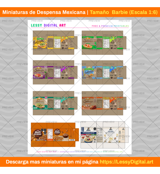 Miniaturas imprimibles para casa de muñecas barbie