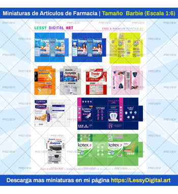 miniaturas imprimibles barbie farmacia medicamentos