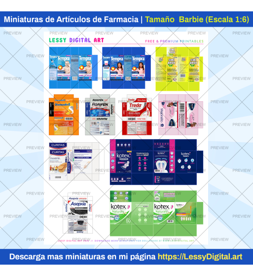 miniaturas imprimibles barbie farmacia medicamentos