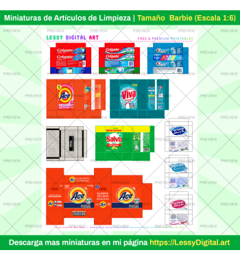 miniaturas imprimibles para barbie articulos de limpieza
