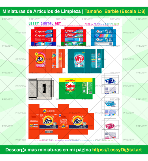 miniaturas imprimibles para barbie articulos de limpieza
