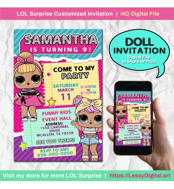 LOL surprise invitation cumpleaños invitación digital