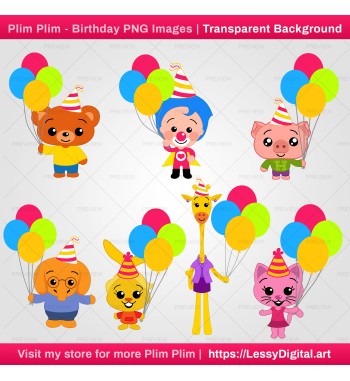 plim plim png personajes fiesta cumpleaños clipart rosa niña