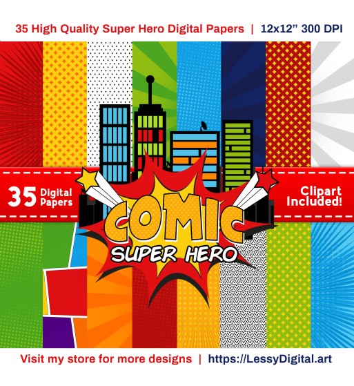 Superhero Clipart & Digital Papers - Comic Super hero heroe edificios png