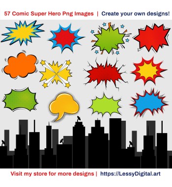 Superhero Clipart & Digital Papers - Comic Super hero heroe edificios png