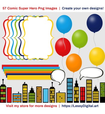 Superhero Clipart & Digital Papers - Comic Super hero heroe edificios png