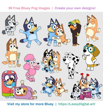 Bluey png digital papers clipart Bingo Pngs clip art background fondo perritos dog illustration