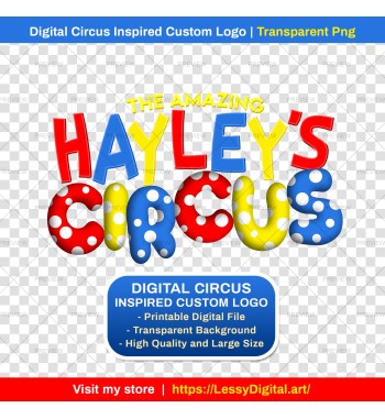 Digital circus custom logo for bithday party. Circo digital pomni ragatata