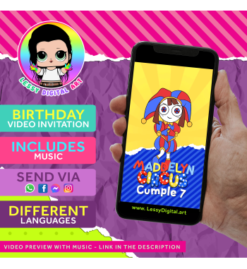 Digital circus video invitation. Fiesta de digital circus pomni ragatata circo digital cumpleaños