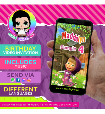 Masha and the bear video invitation for birthday party masha y el oso