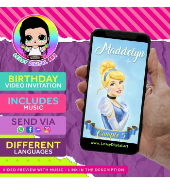 Cinderella Video invitacion de Cenicienta disney princess birthday party