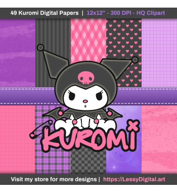 Kuromi clipart and digital papers sanrio hello kitty and friends png