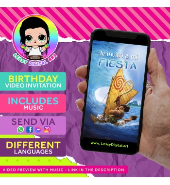 video invitación moana birthday party invitation cumpleaños