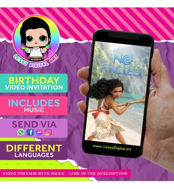 video invitación moana birthday party invitation cumpleaños